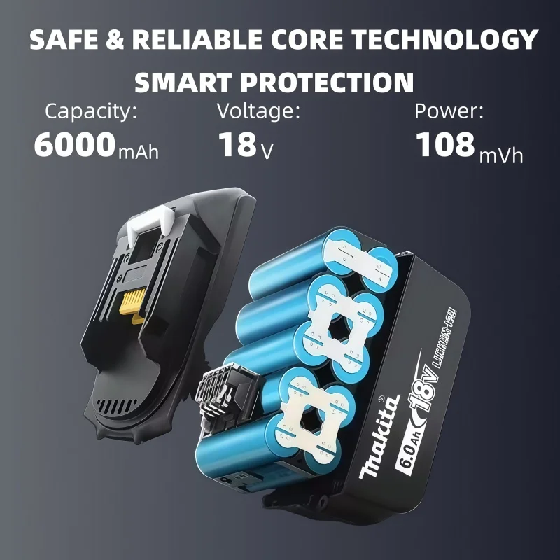 18v Battery Genuine 6AH makita BL1860 6ah Li-ion Replacement LXT BL1850 BL1840 for 18V Screwdriver with BMS