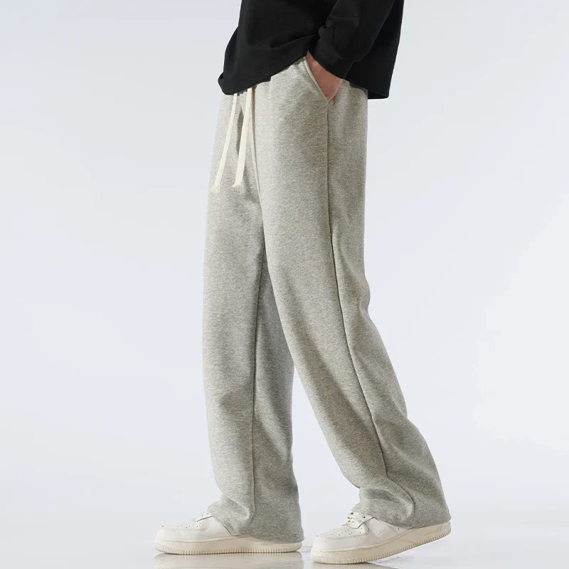 Wide Leg Pants Fashion Pants Fashionable Wide Leg Pants Men's Pants Wide Leg Cotton Fabric Straight Loose Outdoor Solid Color Knitted Sweatpants High-quality Soft Long Baggy Trousers