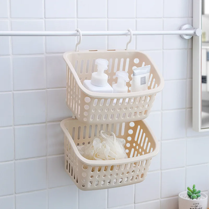 Plastic Storage Hanging Baskets Bathroom Washing Toiletries Shower Organizer.KE