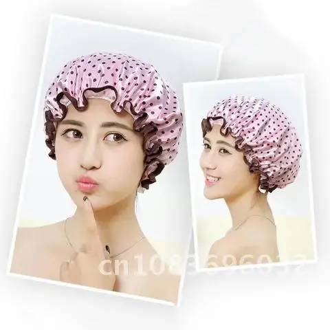 

Cap Bathroom Supplies Double Layer Thick Hat Women Waterproof Shower Hair Accessories Cover