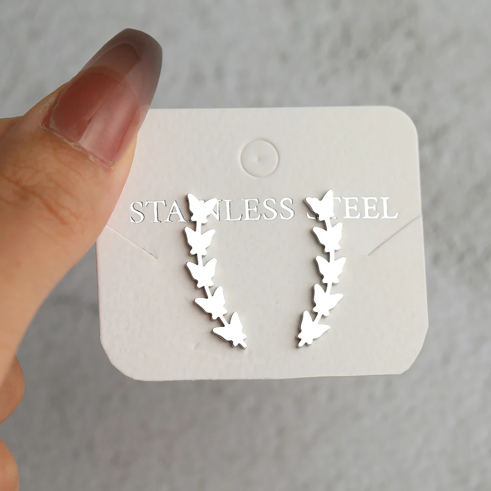 Stainless Steel Earrings Delicate Butterfly Accessory Charms Trend Fine Fashion Stud Earrings - Image 4