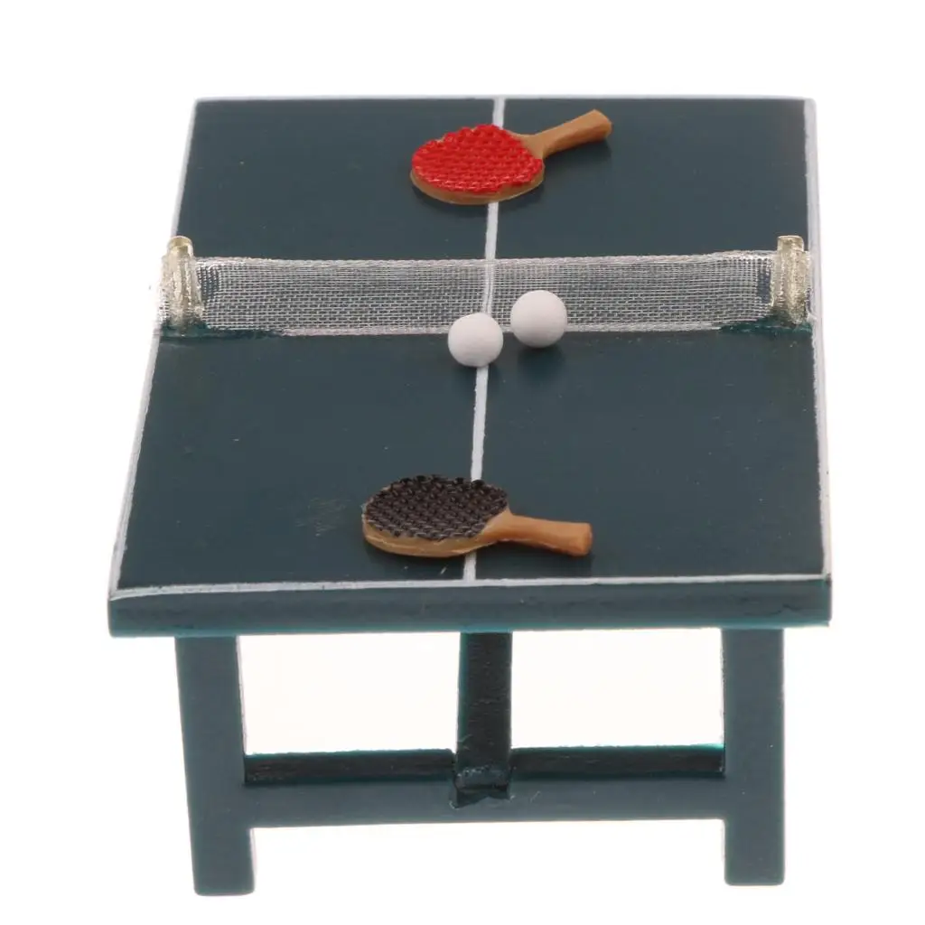 1/12 Dollhouse Miniatures Furniture Tennis Table And Balls Full Set