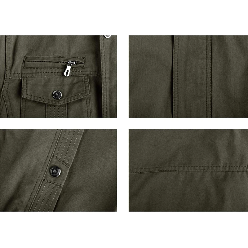 MAGCOMSEN Men's Bomber Pilot Jacket Autumn Standing Collar Windproof Jacket with Multiple Pockets 5