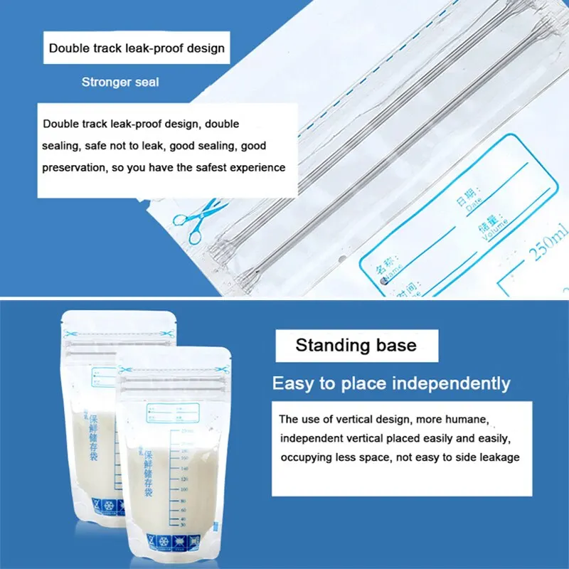 Breastmilk Storage Bag 30pcs 250ml Self Standing
