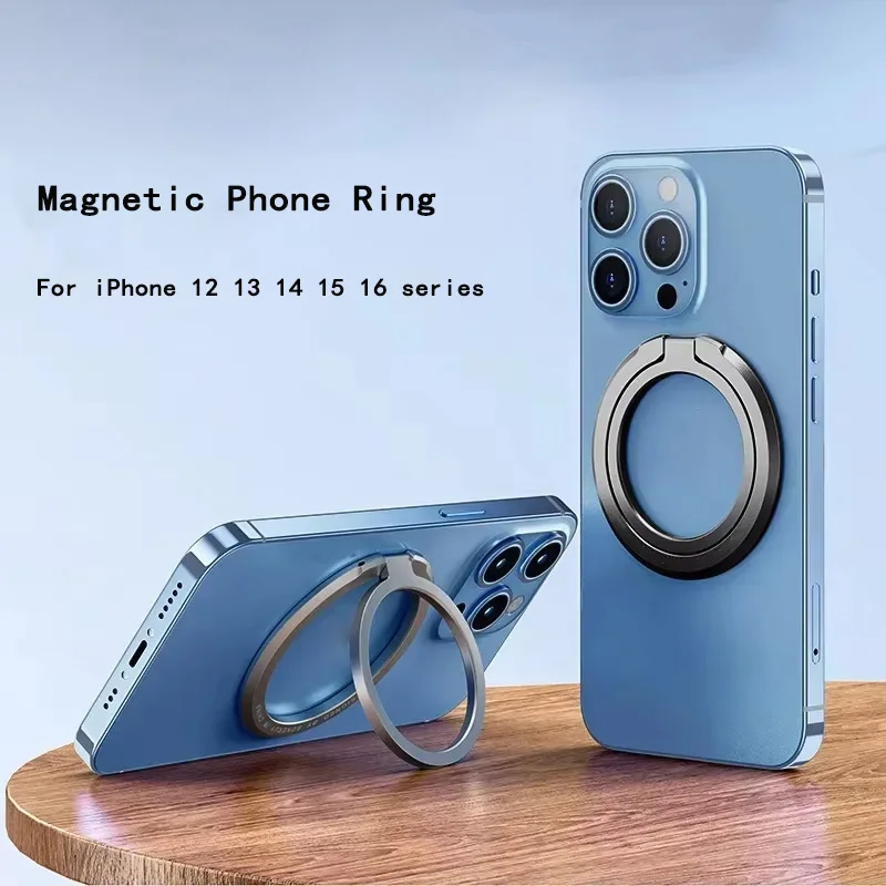 Magnetic 360° Rotating Foldable Metal Phone Ring Holder with Strong Grip
