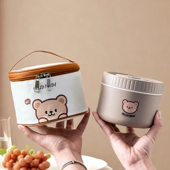 WORTHBUY Portable Cute Bear 304 Stainless Steel Insulated Bento Lunch Box Microwave Sealed Lunch Container For Kids Students 1