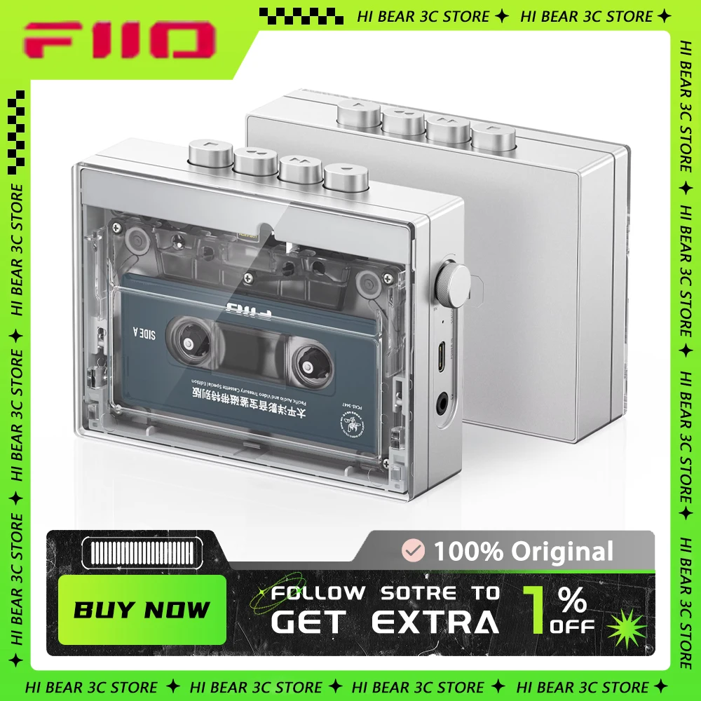 FiiO CP13 Portable Stereo Cassette Music Player Walkman 13 hours 1800 mAh Battery Life Dual-Mode 4.2V Power Supply Pk Mp3 Player