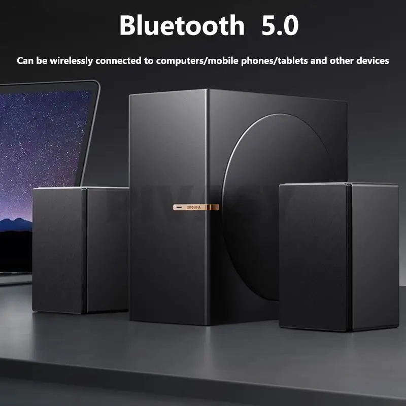 8 Inch High Power Wooden Bass Speaker Full-Range Subwoofer Bluetooth Speaker 2.1 Active For Computer TV Home Desktop Set