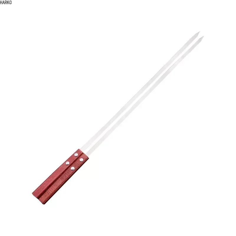 Family Gathering Stainless Steel Barbecue Skewers Large Wooden Handles Lamb Vegetable Skewers Kitchen Gadgets Barbecue barbecue skewers bbq grilling accessories
