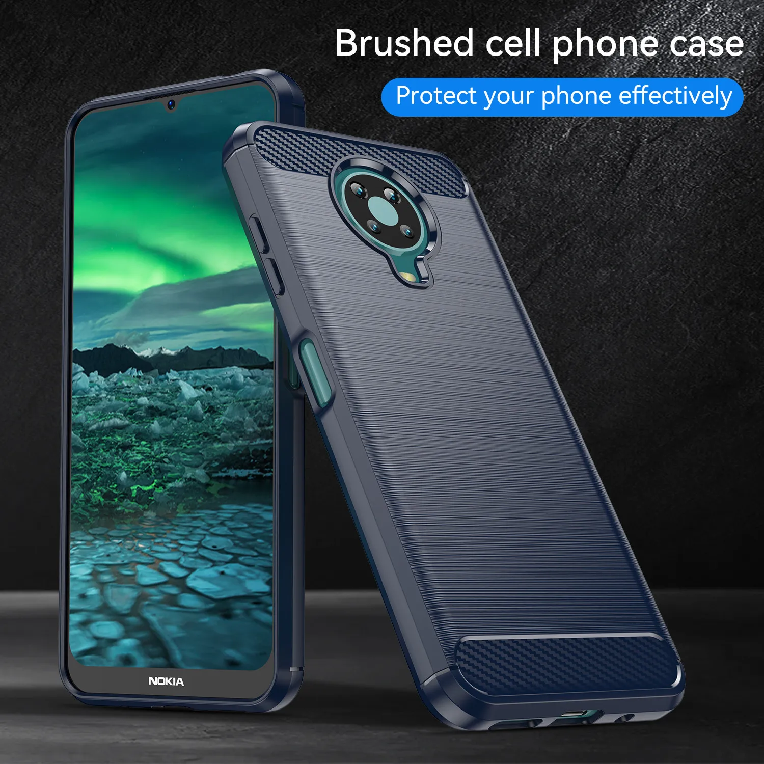 Shockproof Silicone Carbon Fiber Back Cover - Soft Matte Phone Case