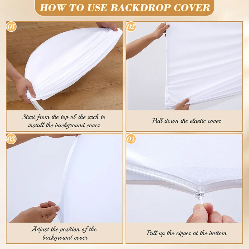 1PCS White Pink color Two sides available Wedding Arch Stands Cover,Size 6FT 6.6FT 7.2FT,Party background cloth,Wedding props