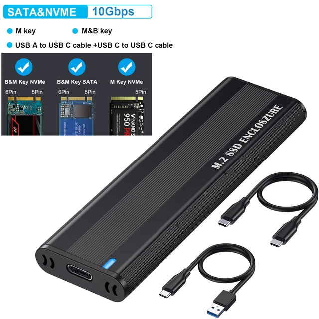 Boîtier SSD M.2 NVMe Boîtier externe en aluminium USB-C 3.1 Gen2 10Gbps à  NVMe PCIe Boîtier SSD pour adaptateur SSD M2 NVMe sans outil - AliExpress