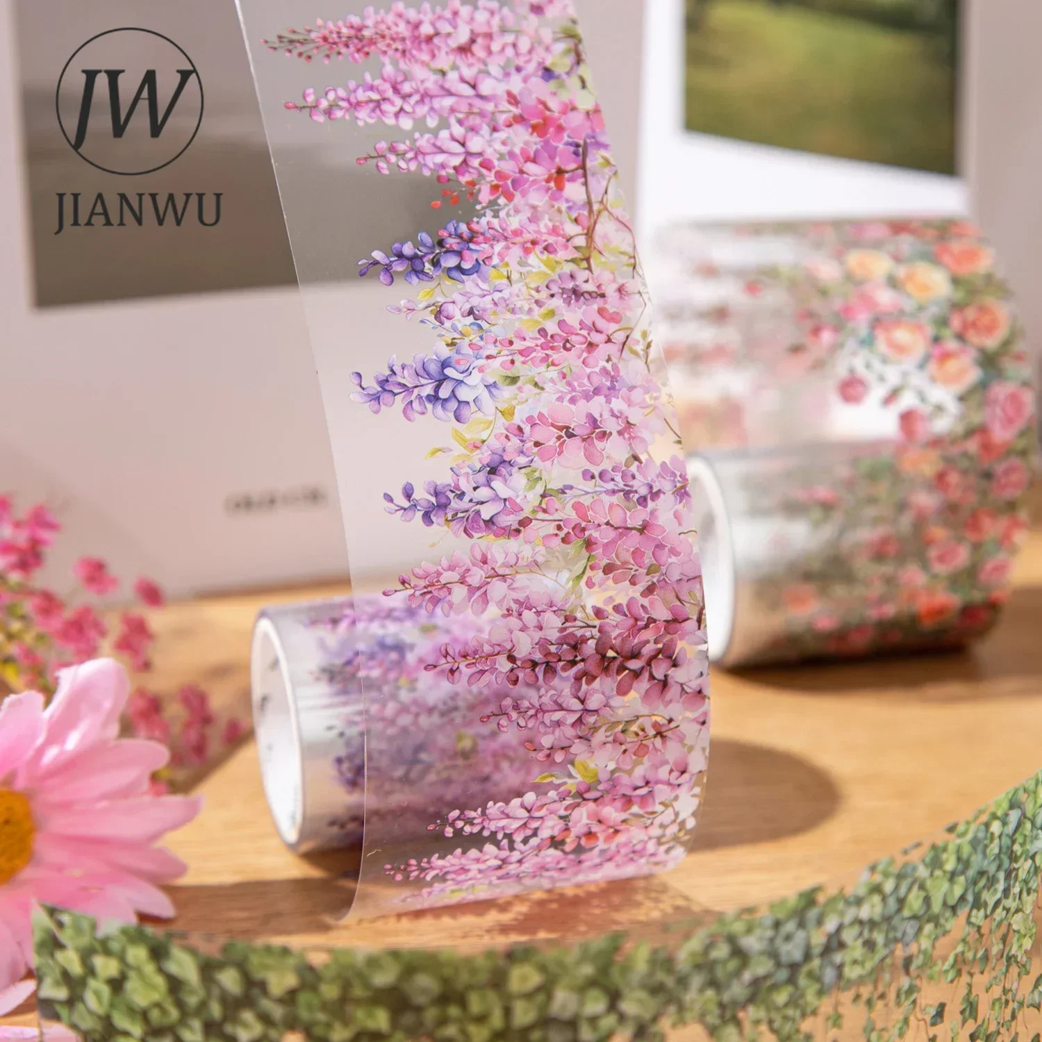 JIANWU 50mm*200cm Mountain Vines Series Vintage Plant Flower Landscaping Material Collage PET Tape Creative Journal Stationery 3