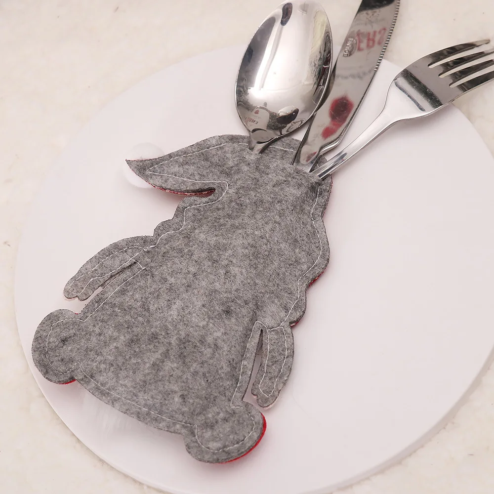 4pcs Gnome Christmas Cutlery Holder Knife Fork Pocket Bags Santa Claus New Year Party Dinner Decoration Xmas Tableware Cover