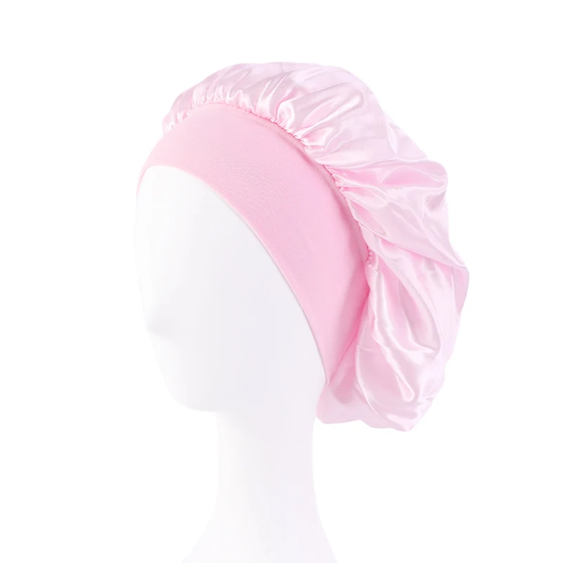 Women's Satin Wide-Brimmed Sleep Bonnet with Elastic Band