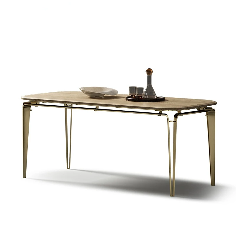 

Ash dining table villa large flat dining room series minimalist rectangular solid wood dining table and chair combination