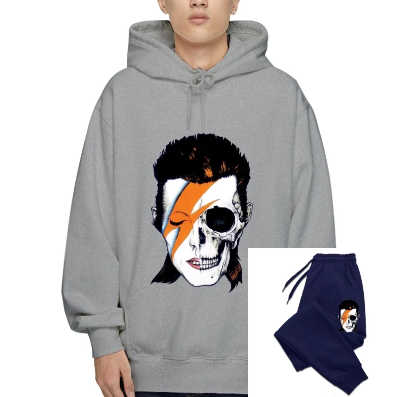 

David Bowie-Skull #2 music band metal rock punk Indie drum bass white t-Sweatshirt Hoodies Cool Casual pride Pullover men Unise