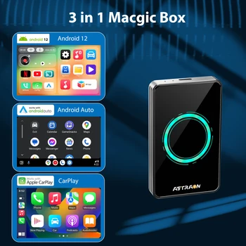 Wireless CarPlay Adapter – Android Auto AI Box with Netflix, YouTube, Hulu, App Installation, Dual-Band WiFi 6, Bluetooth, HDMI 2