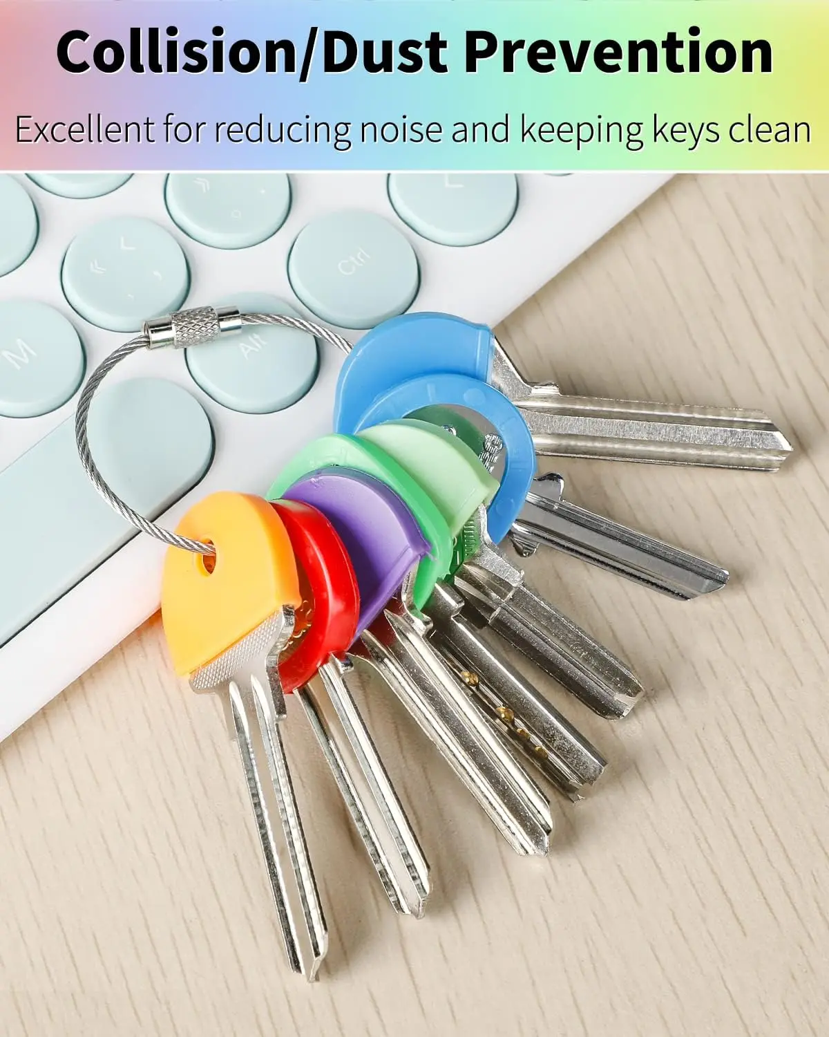 Silicone Elastic Key Caps Set, Flexível Key Covers, Sticky Tag Covers, Fácil classificação porta chaveiros