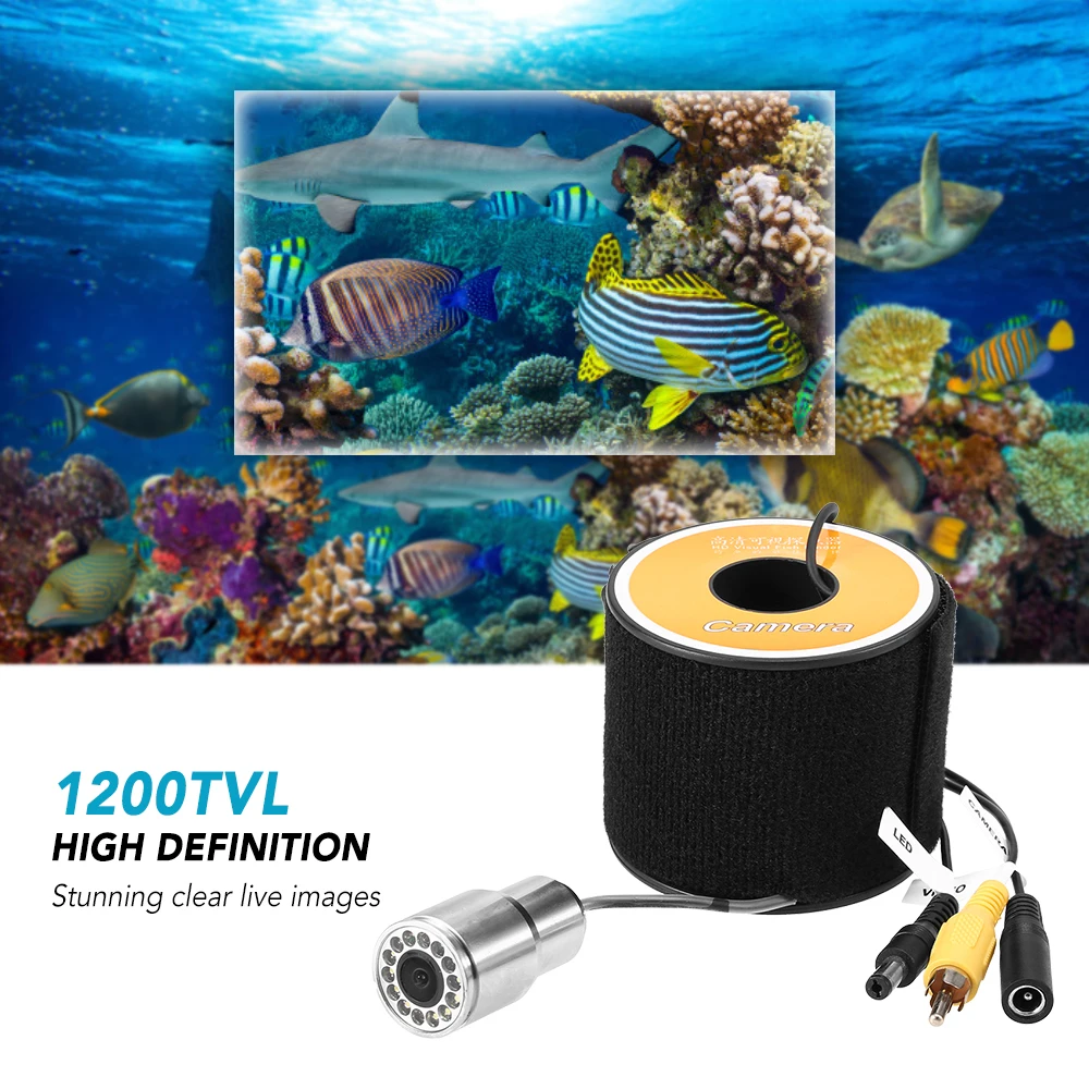Underwater Fishing Camera 12 LED Night Vision Waterproof Fish Shape Boat Ice 1200TVL 15/50m Cable Fishing Accessories