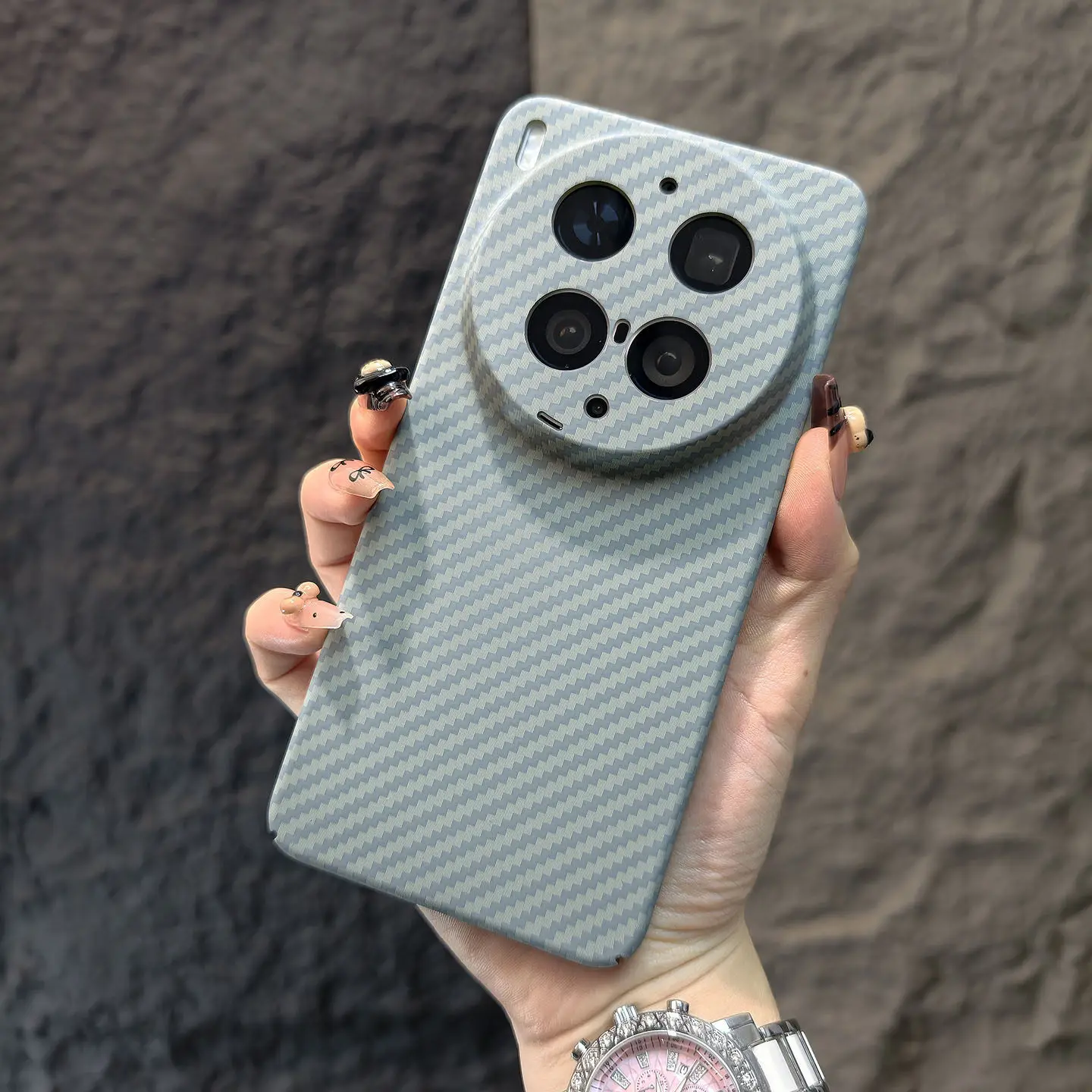 Trendy Matte Carbon Fiber Texture Shockproof Phone Case with Bumper Protection