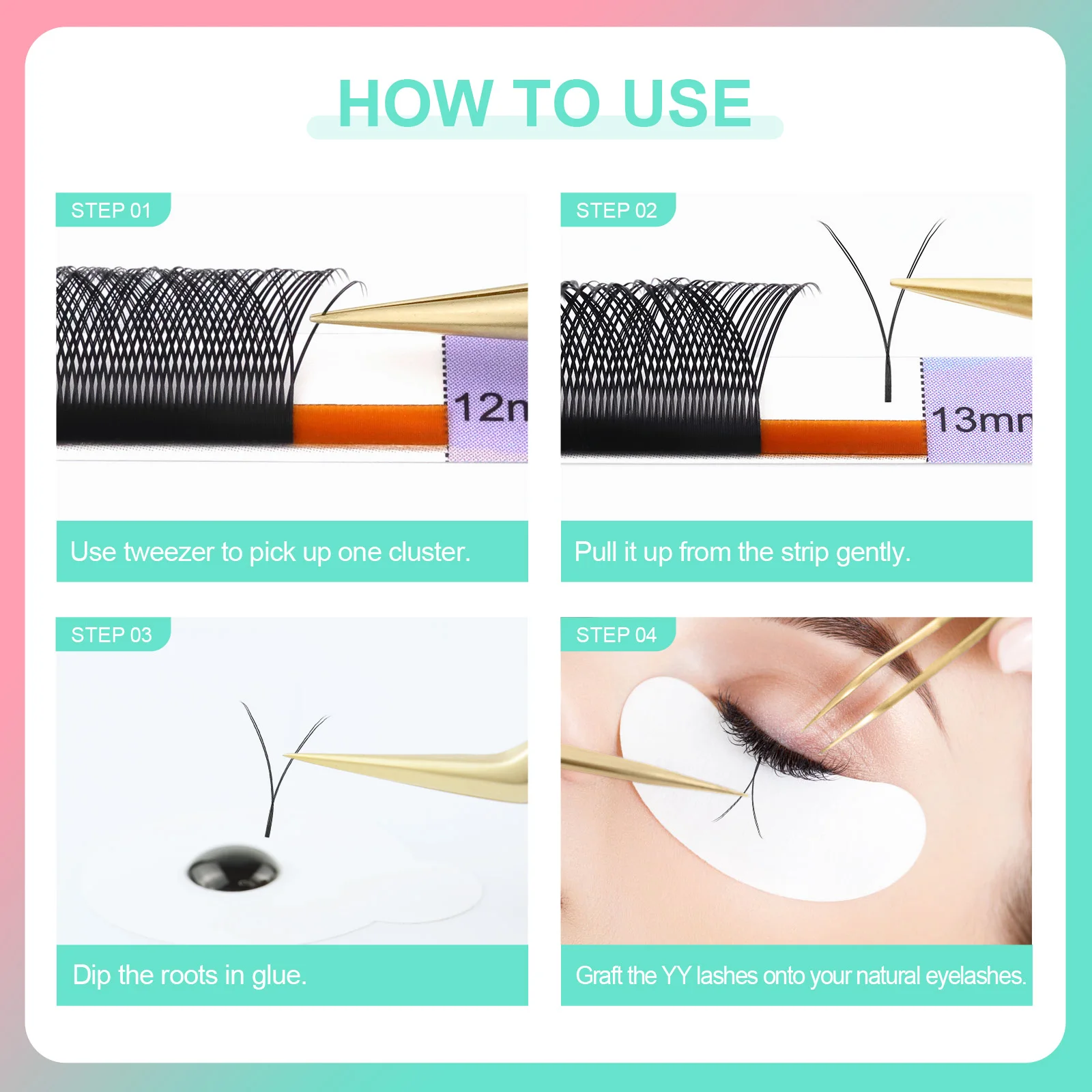 Description Picture 6 of itemNAGARAKU YY Mesh Lash YY Shape Eyelashes Extension Soft Premium False Eyelashes individual Makeup Black Crisscross Beauty