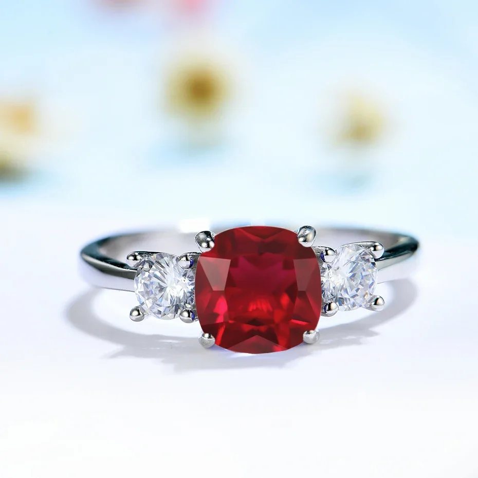 Gemstone Rings Silver Ring 925 Sterling Silver Morganite Rings Women Wedding Engagement Fine Jewelry