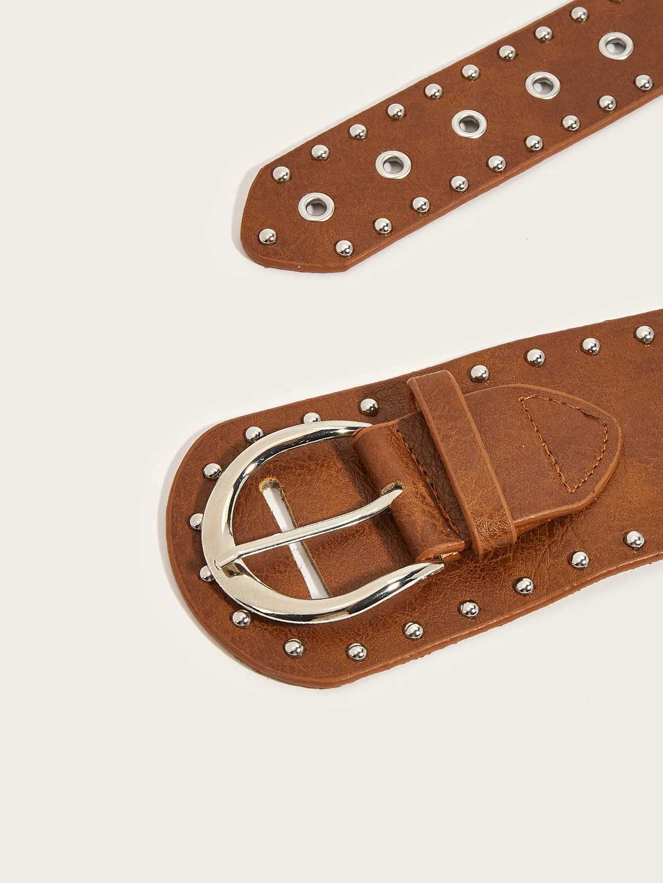 Fashion Women Black PU Leather Belt with Rivets Studded for 
