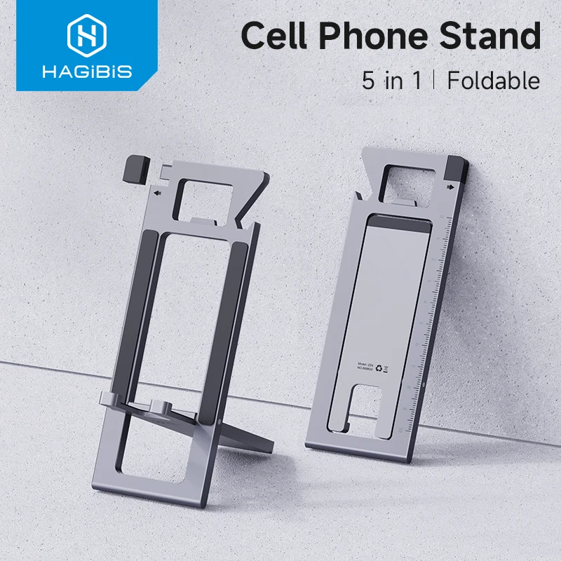 Soporte de escritorio para teléfono móvil Hagibis, soporte plegable de Metal para teléfono 5 en 1, abridor de botellas creativo para iPhone 15/16/17 Pro Max Samsung