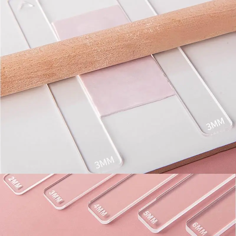 Polymer Clay Tools 2Pcs/Set Clay Ruler Acrylic Soft Pottery Polymer Clay Thickness Ruler Roller Guide Rail DIY Earrings Jewelry Pendant Making