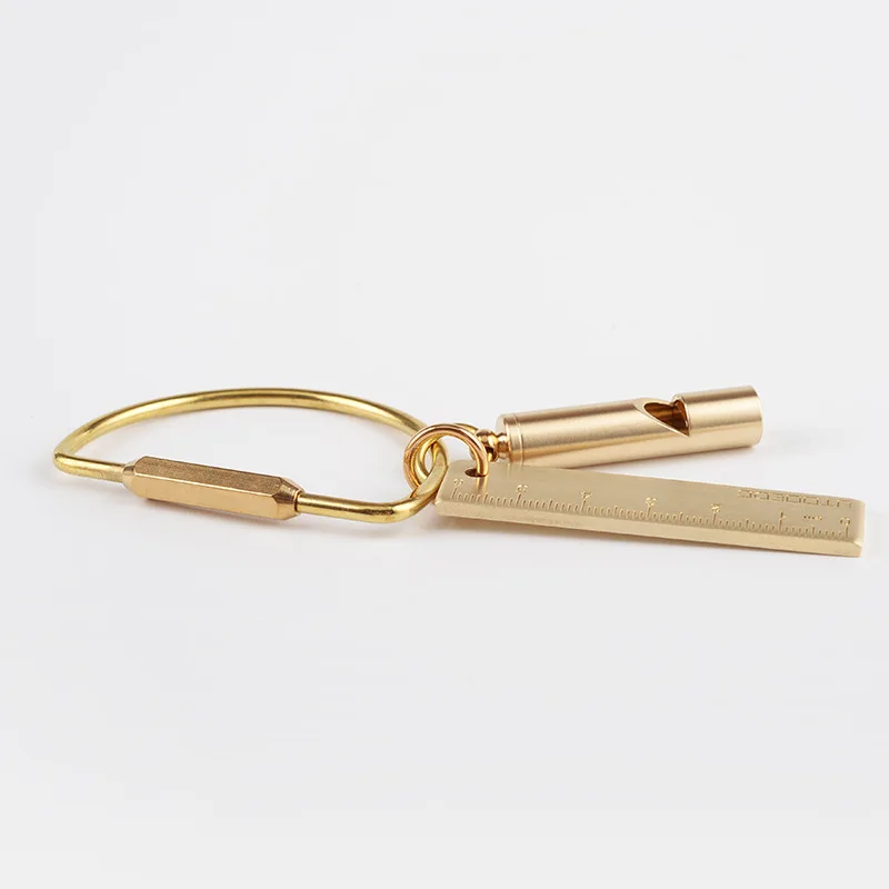 1Pcs Vintage Brass Whistle Handmade Survival Whistle Keychain Pendant Outdoor EDC Tool Football Basketball Sports