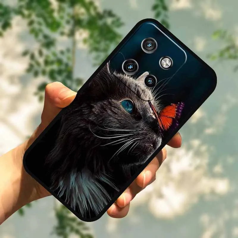 Colorful Painted Cat TPU Soft Silicone Phone Back Cover - Cute Design