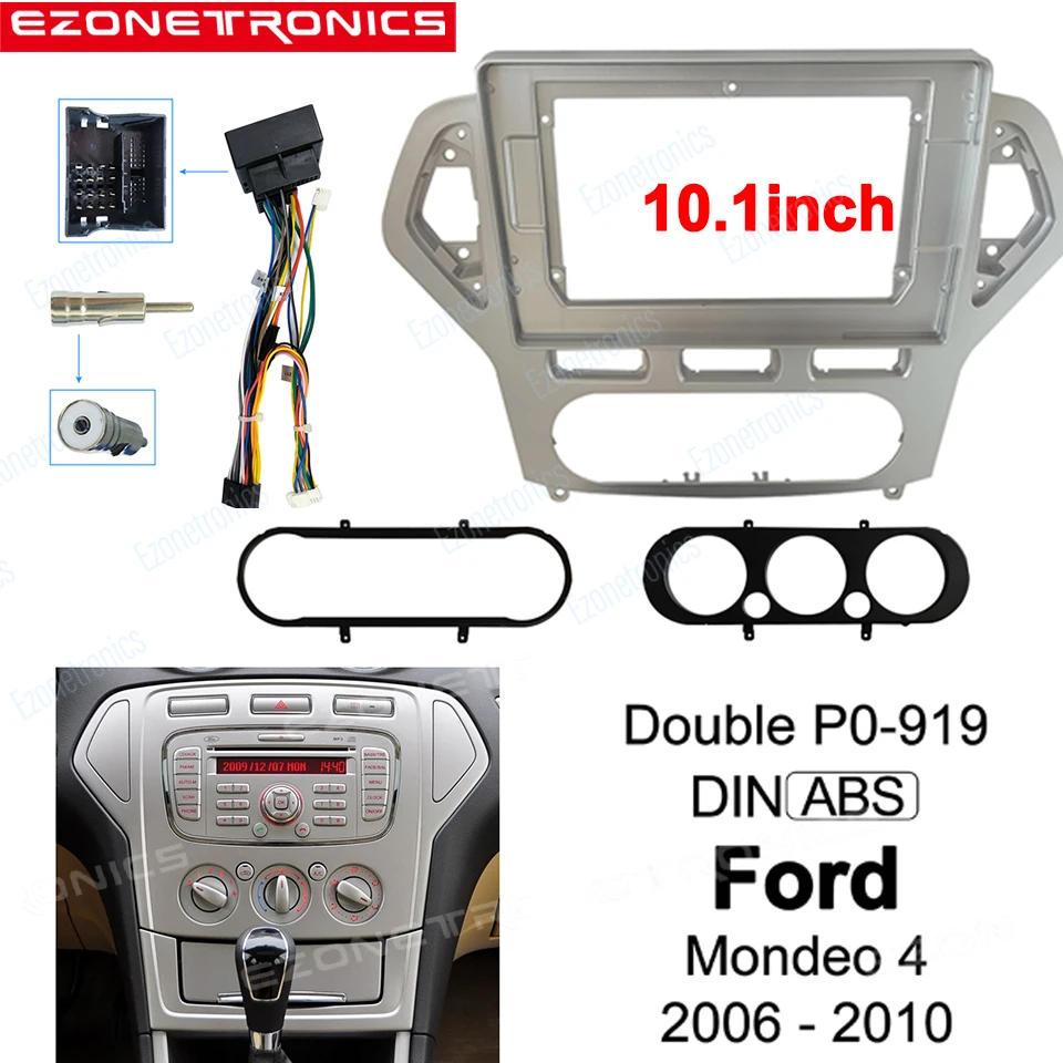 

Комплект отделки автомобильной панели для Ford Mondeo 4 2006 2007 2008 2009 2010, двойной Din автомобильный радиоприемник, DVD рамка, аудио адаптер, панель приборной панели