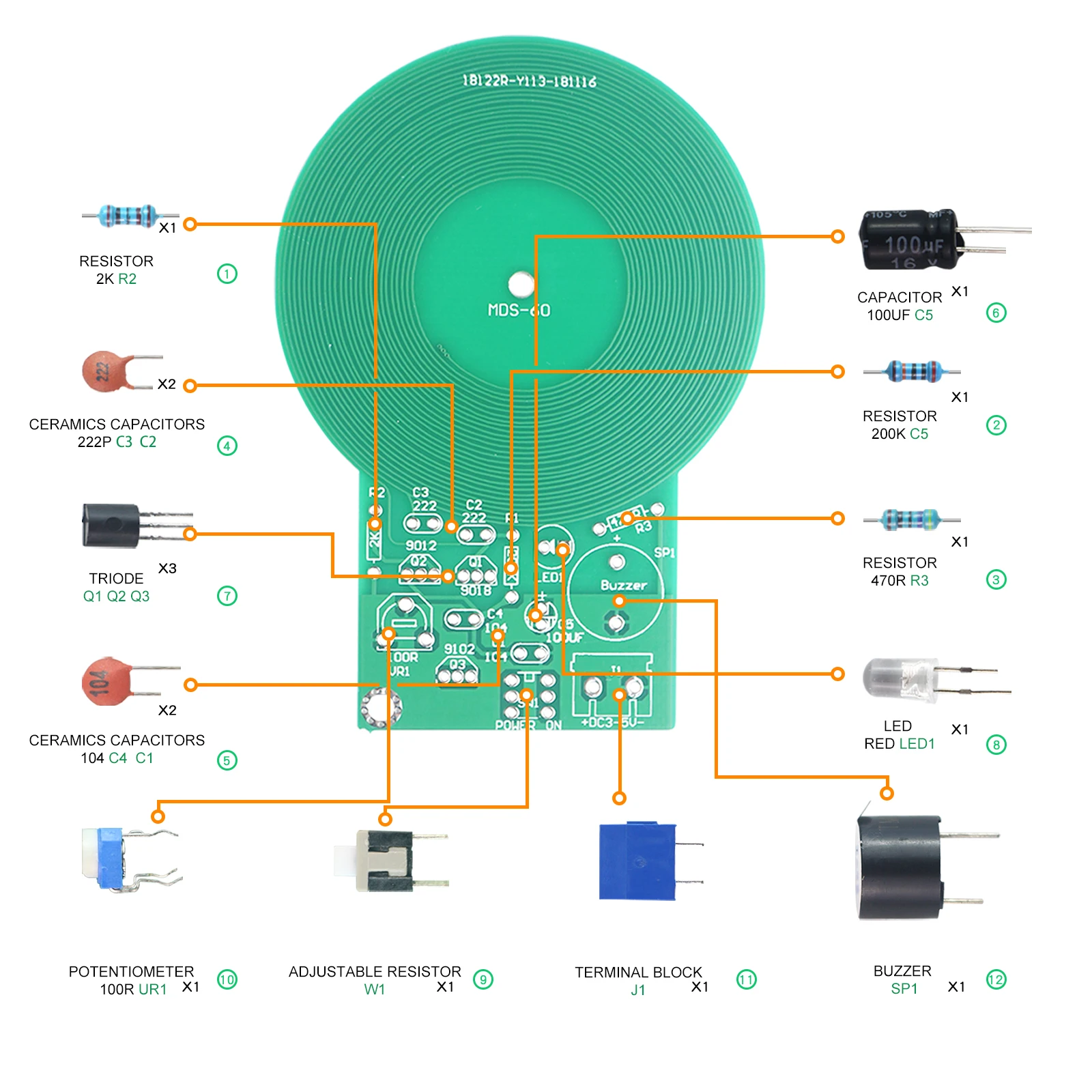 DIY Metal Detector Kit - Non-contact Sensor Board Module
