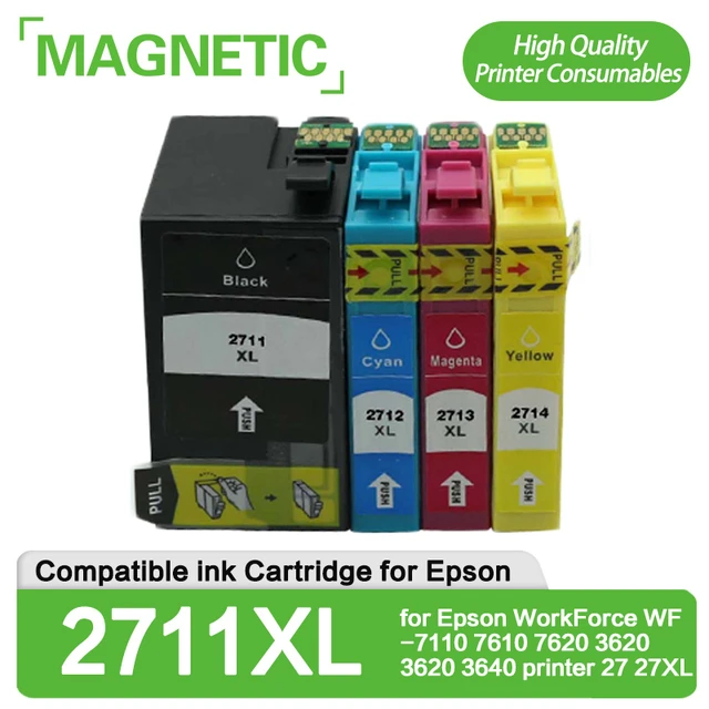 4X 2711 Haute qualité compatible cartouche d'encre pour Epson WorkForce  WF-7110 7610 7620 3620 3620 imprimante 27 27XL - AliExpress