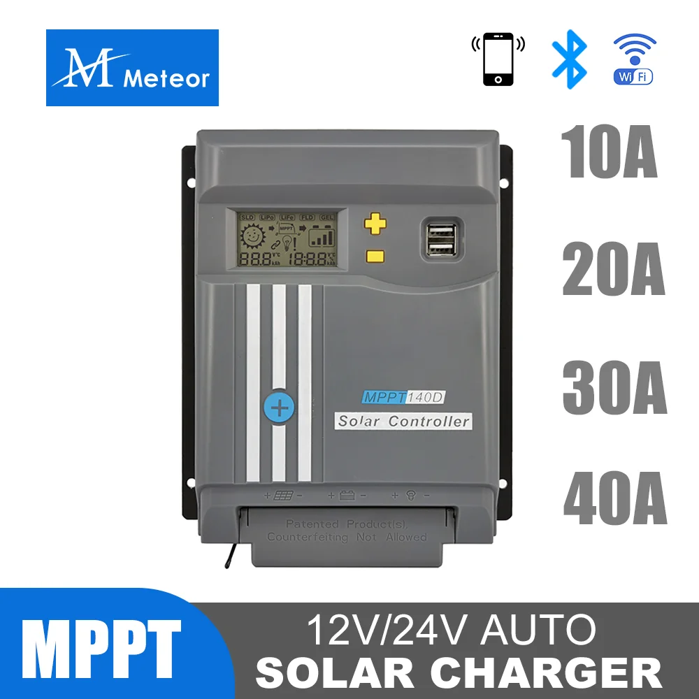 

MPPT Solar Charge Controller 12V 24V Auto With Bluetooth WiFi USB LCD Display 10A 20A 30A 40A LiFePO4 Gel Battery PV Charger