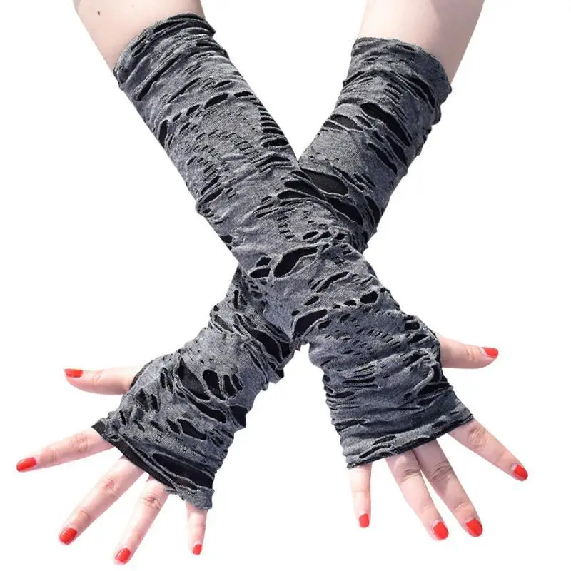 Halloween Gloves Halloween Gloves Fashion cosplay Beggars Black Ripped Gloves Punk fingerless gloves