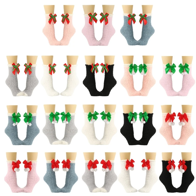 

Women Christmas Holiday Socks Warm Winter Fuzzy Coral Socks Hosiery Gift