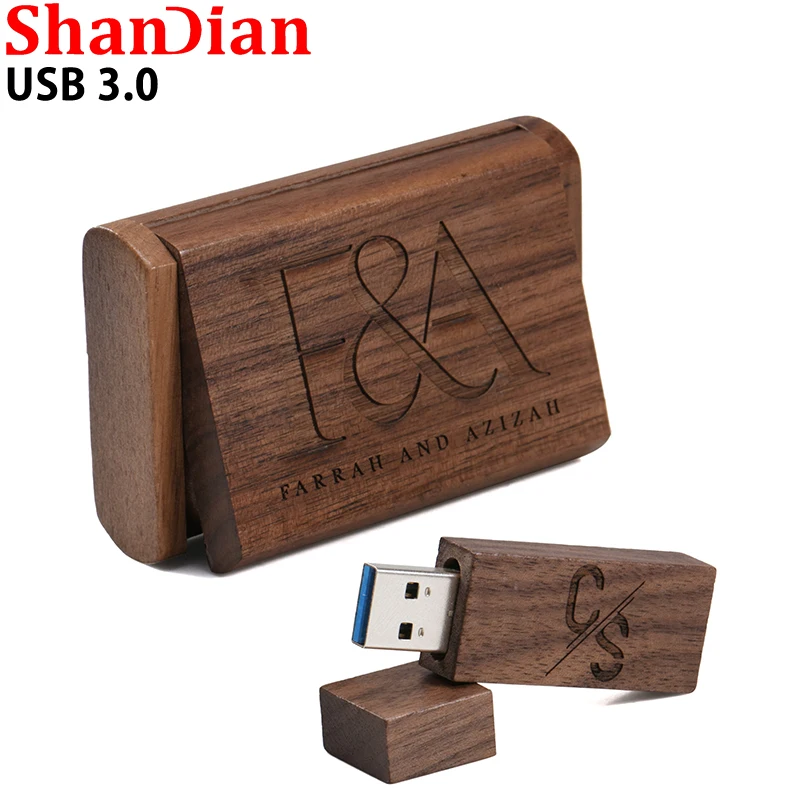 

Maple Wood Creative Gift Box USB 3.0 Flash Drive Free Custom Logo Pen Drive Real Capacity Memory Stick High Speed 64GB U Disk