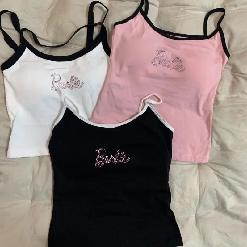 

Kawaii Miniso Anime Singlet Cute Barbie Cartoon Fashion Comfortable Breathable Base with Chest Pads Sexy Top Gifts for Girls