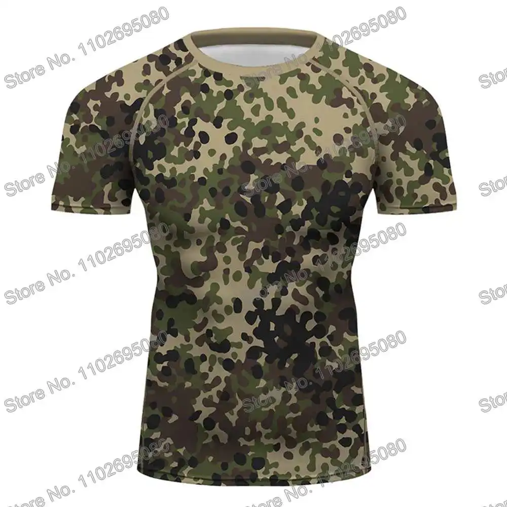 Camo Series Surf Clothing BJJ MMA Men Rash Guard Short Sleeve Diving T-Shirt Tight Swimwear Summer Beach Floatsuit Women GYM