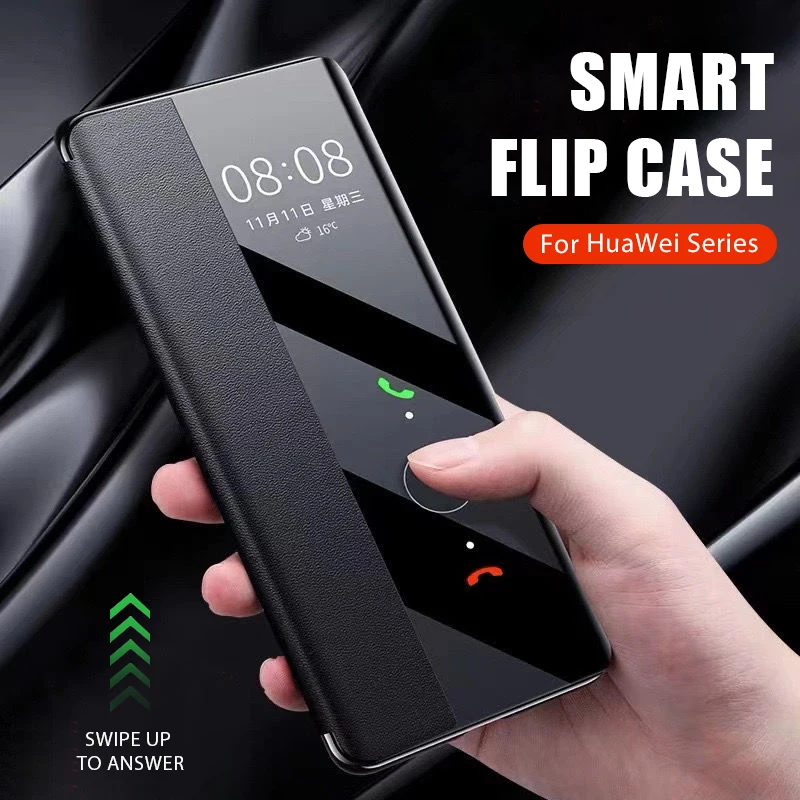 

Flip Case For Huawei P40 P20 P30 Pro Lite Funda Huawei Mate 30 20 Lite Pro X Original Auto Sleep Wake Up Flip Phone Cover Coque