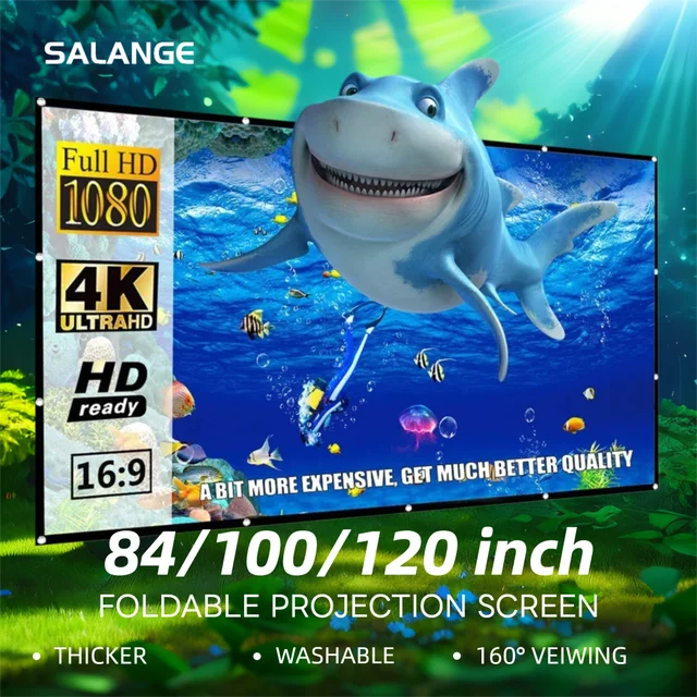 Salange Projector Screen 100 inch 120 inch 150 Portable Foldable for Home Theater Outdoor Indoor Double Side projection screens