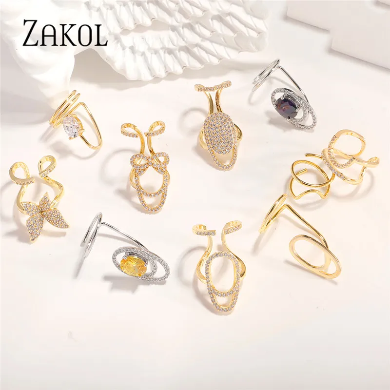 Женское ажурное металлическое кольцо ZAKOL открытое Ювелирное Украшение на кончик