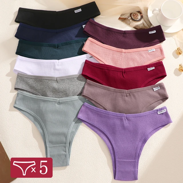 Lot de 5 culottes brésiliennes en coton pour femmes, taille basse, sous-vêtements confortables, string, lingerie pour filles, nouveauté 1