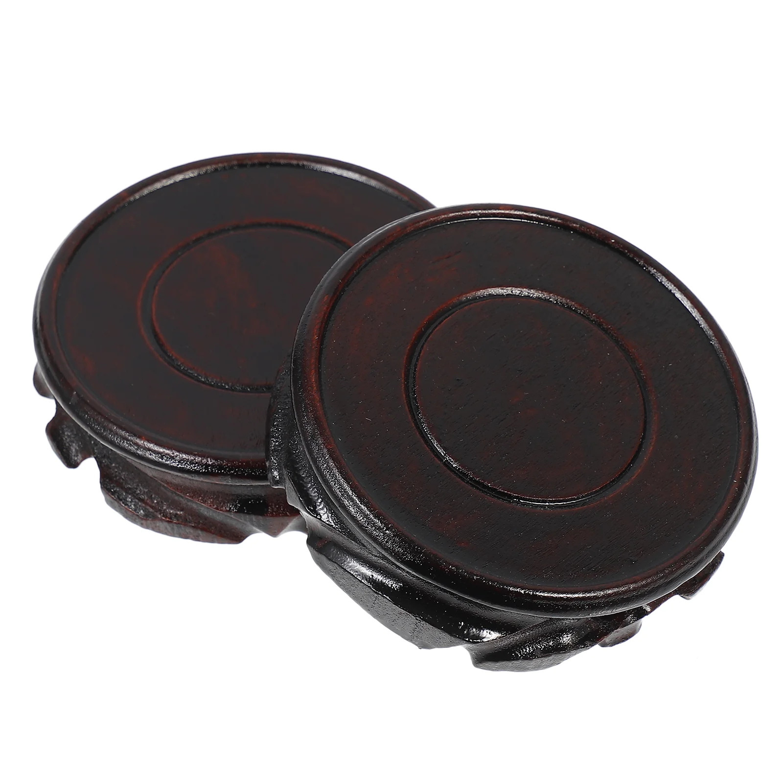 

2 Pcs Tray Wooden Pedestal Fish Tank Decor Decorative Base Flowerpot Holder Decorate Artware Storage Displaying