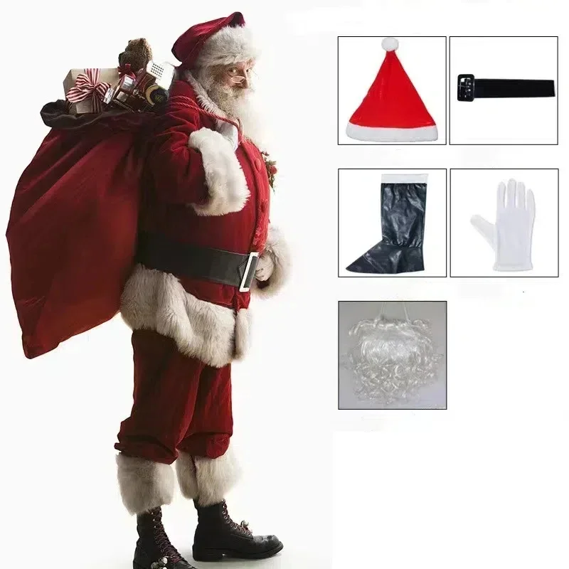 Santa Claus Costume Santa Claus Adult Christmas Role-playing Costume Santa Claus Costume Christmas Cos Gold Velvet Set