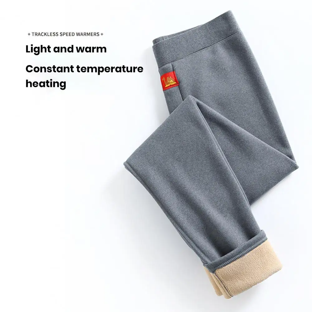 

Men Fleece-lined Pants Cold-resistant Leggings for Men Thick Plush Thermal Unisex Winter Pants Elastic Skinny for Resistance