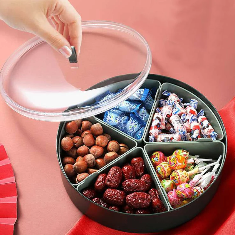 Plastic Snack Serving Tray with Airtight Lid and Removable Dividers  Portable Party Food Container Appetizer Fruit Candy Platters - AliExpress