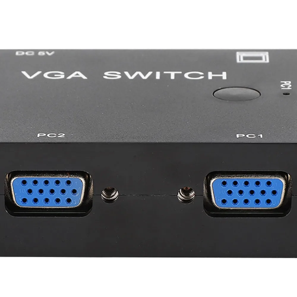 2 포트 VGA 분배기 2 입력 1 출력 플러그 앤 플레이 비디오 선택기 스위처 프레스 버튼 장거리 HD 디스플레이 액세서리